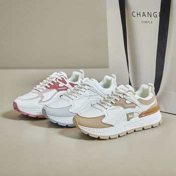 Ženske tenisice u stilu dad shoes, proljeće 2025, casual sportske tenisice s povećanjem visine 3–5 cm, gumeni potplat, prednje vezanje, AD8802