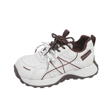 Pantofi damă tip dad, talpă groasă, căptușeală pufoasă, vârf rotund, șireturi, talpă din cauciuc