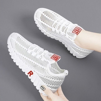 Pantofi sport casual din plasă pentru femei – partea superioară respirabilă din plasă, talpă injectată, branț textil, potriviți pentru vară, primăvară și toamnă