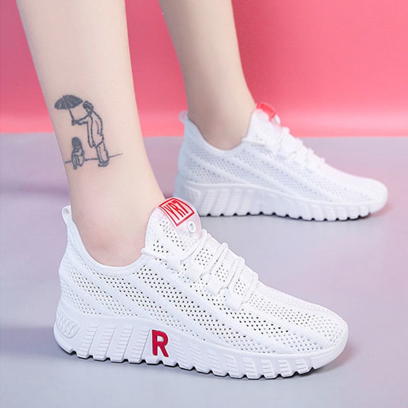 Pantofi sport casual din plasă pentru femei – partea superioară respirabilă din plasă, talpă injectată, branț textil, potriviți pentru vară, primăvară și toamnă