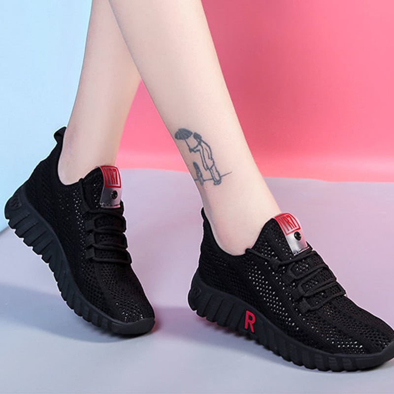 Pantofi sport casual din plasă pentru femei – partea superioară respirabilă din plasă, talpă injectată, branț textil, potriviți pentru vară, primăvară și toamnă