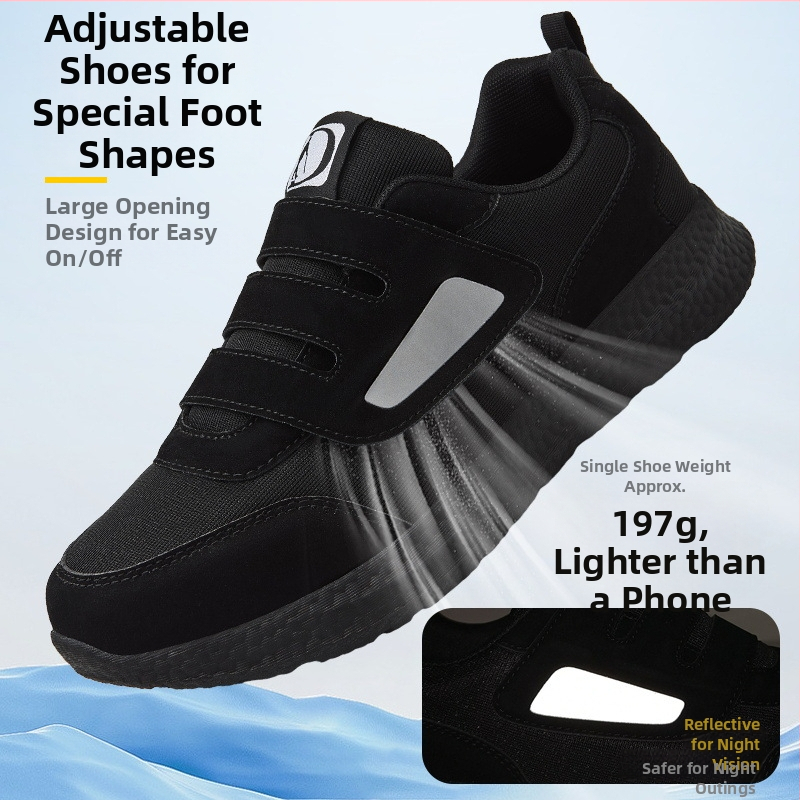 Încălțăminte unisex de toamnă pentru plimbări, din piele artificială și țesătură, închidere Velcro, vârf rotund, toc redus 1–3 cm