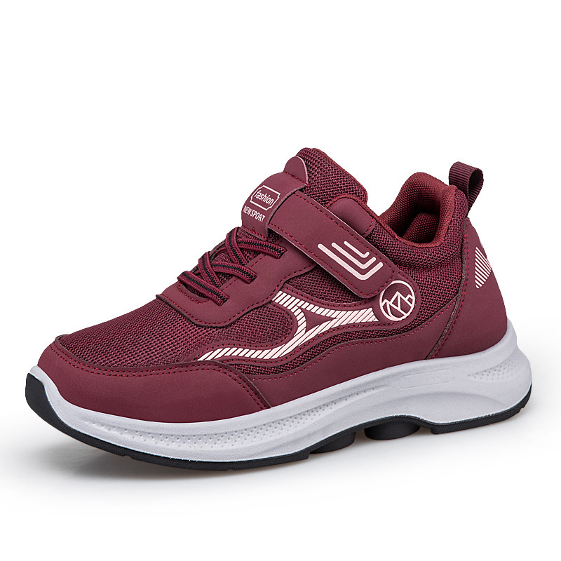 Pantofi de mers de toamnă, unisex, partea superioară PU+plasă, închidere Velcro, vârf rotund, toc mic 1-3 cm