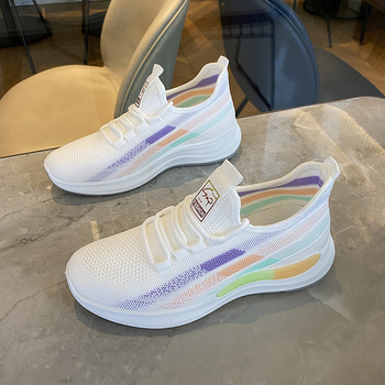 Adidași pentru femei cu partea superioară din plasă respirabilă, design ușor, talpă injectată antiderapantă, vârf rotund, toc mic 1-3 cm