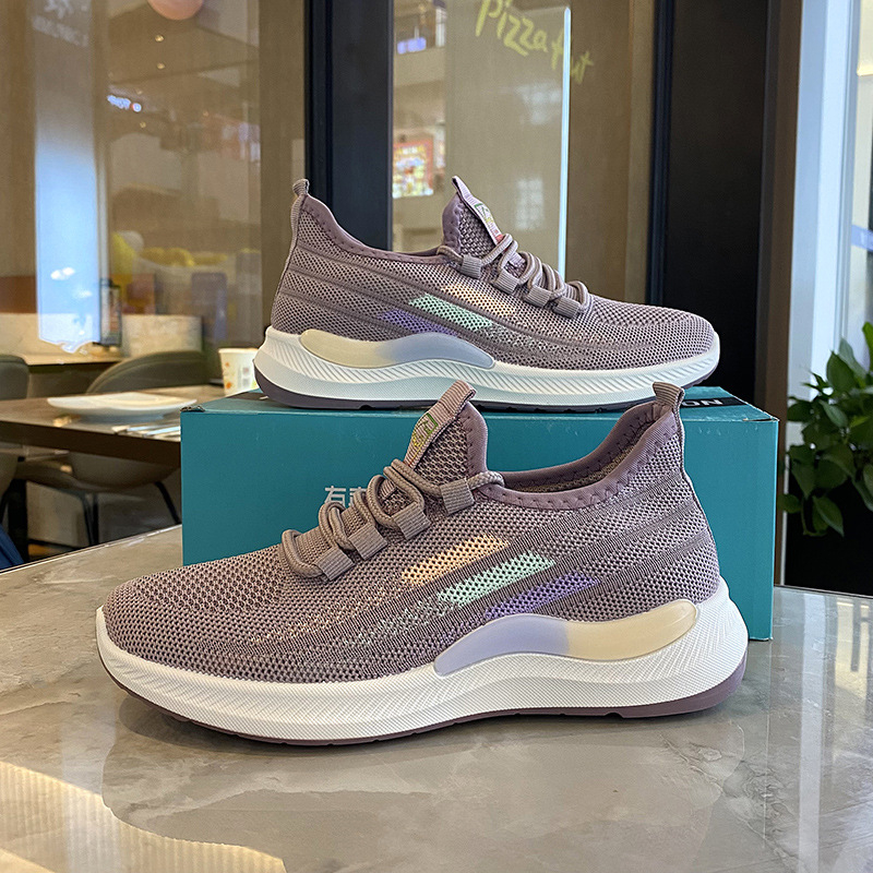 Adidași pentru femei cu partea superioară din plasă respirabilă, design ușor, talpă injectată antiderapantă, vârf rotund, toc mic 1-3 cm