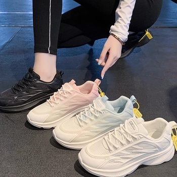 Pantofi sport de alergare pentru femei, stil K, vârf rotund, PU deasupra, branț EVA, talpă turnată prin injecție
