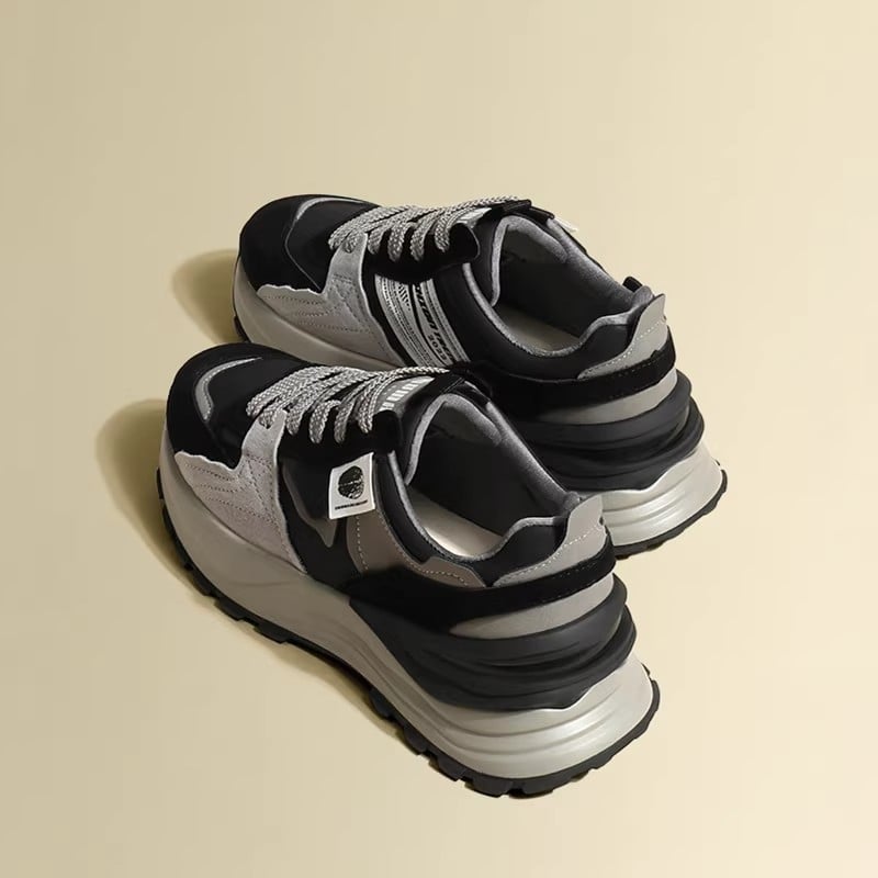 Ženske tenisice Dad Shoes s gornjim dijelom od sintetičke kože, okrugli vrh, gumena potplata, PU ulošak, visina pete 3–5 cm