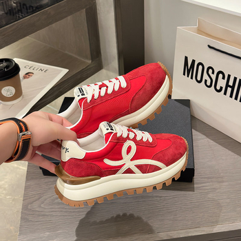 Ženske tenisice od prave kože + posebnog materijala, okrugli vrh, 3–5 cm wedge peta, gumeni potplat, prednje vezanje