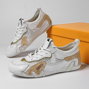 Унисекс летни спортно-стилни обувки, дишаща мрежеста горна част, PU стелка и гумена подметка, еластично закопчаване