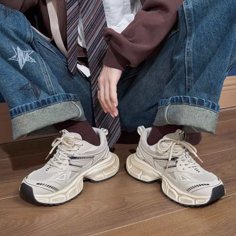 Garoia Pantofi sport casual pentru femei, talpă groasă – toc mediu 3-5 cm, partea superioară din microfibră, vârf rotund, închidere cu bretea frontală, talpă din cauciuc