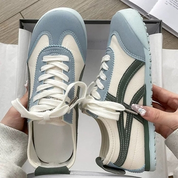 Pantofi sport pentru femei - partea superioară PU, șireturi, talpă din cauciuc, toc mic 1–3 cm