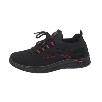 Pantofi sport pentru femei, suprafață textilă, vârf rotund, toc plat, șiret frontal, respirabili