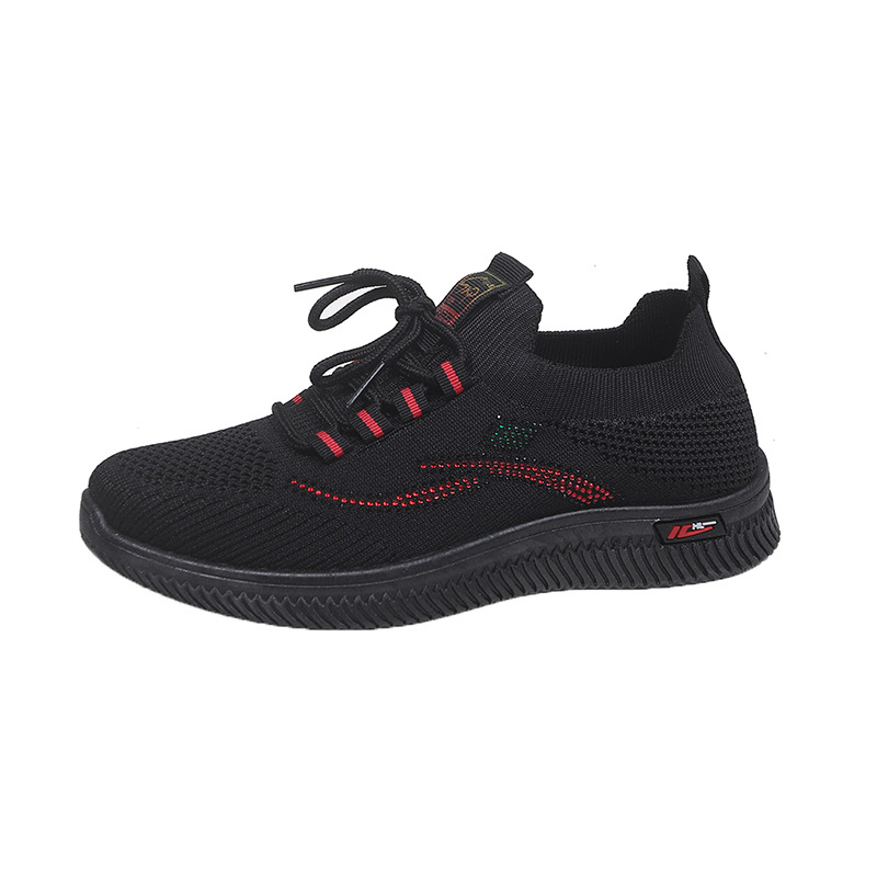 Pantofi sport pentru femei, suprafață textilă, vârf rotund, toc plat, șiret frontal, respirabili