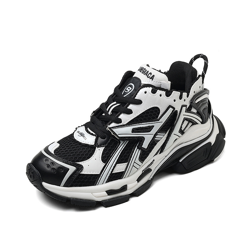 Sportske tenisice s debelim potplatom, prozračnim gornjim dijelom od mikrovlakana, visok vrh, gumeni potplat