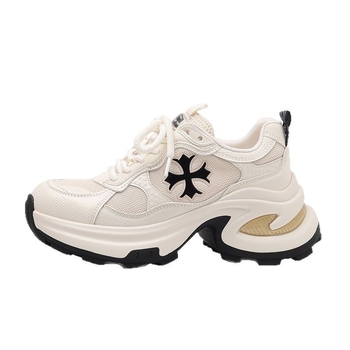 Ženske tenisice tipa dad shoes s visinom od 7,5 cm – koža i mrežasti gornji dio, prozračne svakodnevne trkačke tenisice, klinasti 6–8 cm