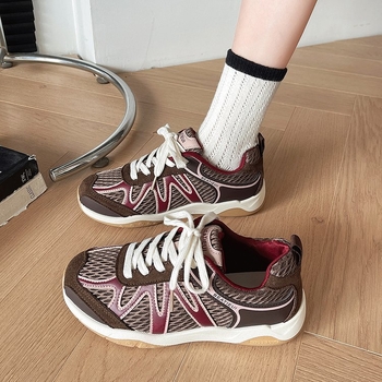 Női hálós futócipő mindennapi viselethez, PU+hálós felsőrész, kerek orr, fűzővel záródó, gumitalp injekciós formázással