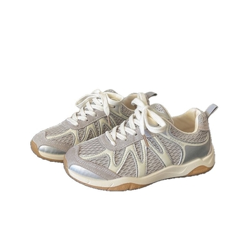 Női hálós futócipő mindennapi viselethez, PU+hálós felsőrész, kerek orr, fűzővel záródó, gumitalp injekciós formázással