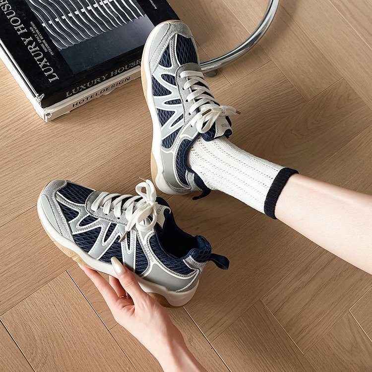 Női hálós futócipő mindennapi viselethez, PU+hálós felsőrész, kerek orr, fűzővel záródó, gumitalp injekciós formázással