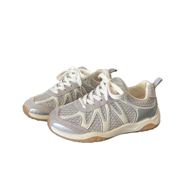 Női hálós futócipő mindennapi viselethez, PU+hálós felsőrész, kerek orr, fűzővel záródó, gumitalp injekciós formázással