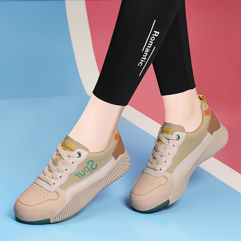 Női könnyű, lélegző hálós sportcipő PU talpbetéttel és gumitalppal, alacsony felsőrész, 3-5 cm középmagas sarok