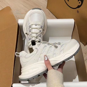 Pantofi sport unisex dad shoes, design înalt, șireturi frontale, talpă antiderapantă din cauciuc, PU branț, talpă turnată prin injecție