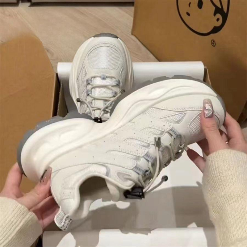 Pantofi sport unisex dad shoes, design înalt, șireturi frontale, talpă antiderapantă din cauciuc, PU branț, talpă turnată prin injecție