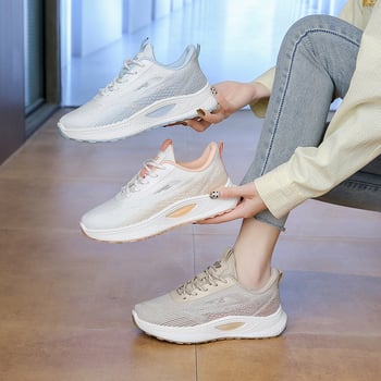 Ženske prozračne mrežaste tenisice za trčanje s debelim potplatom, na vezivanje