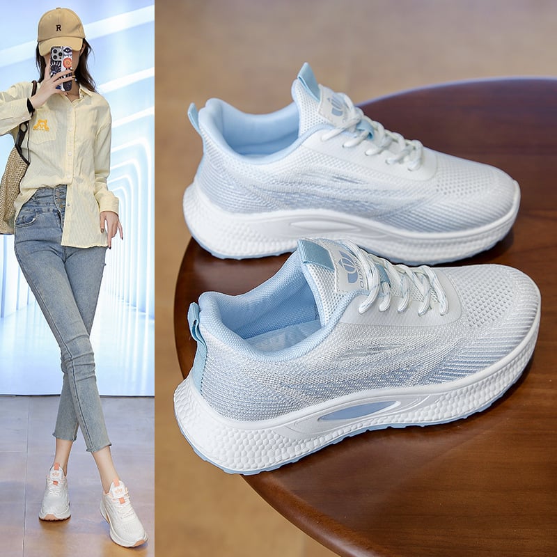 Ženske prozračne mrežaste tenisice za trčanje s debelim potplatom, na vezivanje