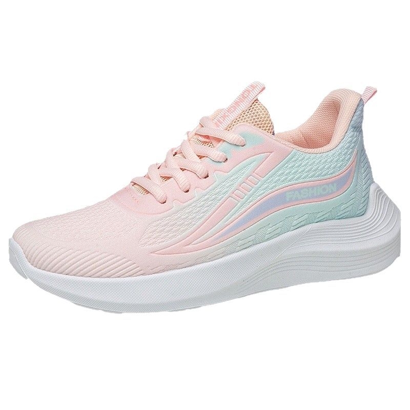 Női sportcipő, felső rész Fly weaving, csíkos mintázat, talp injektált műanyagból, alacsony sarka 1–3 cm