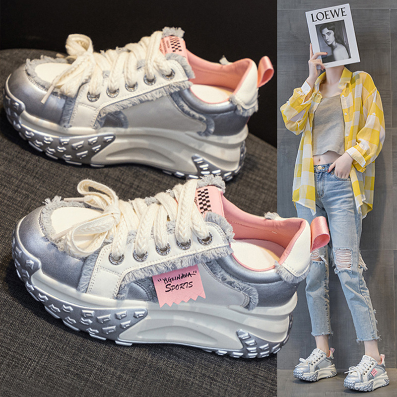 Ženske tenisice tipa dad shoes s debelim potplatom za povećanje visine, prozračne, protuklizne, PU gornji dio, EVA ulošak