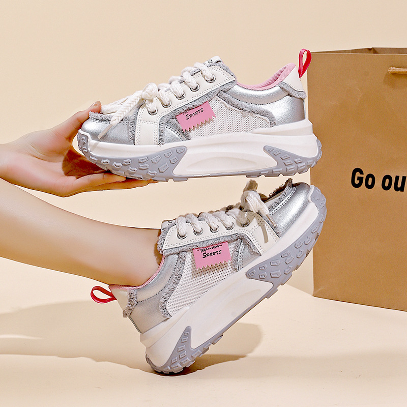 Ženske tenisice tipa dad shoes s debelim potplatom za povećanje visine, prozračne, protuklizne, PU gornji dio, EVA ulošak