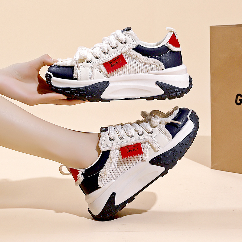 Ženske tenisice tipa dad shoes s debelim potplatom za povećanje visine, prozračne, protuklizne, PU gornji dio, EVA ulošak