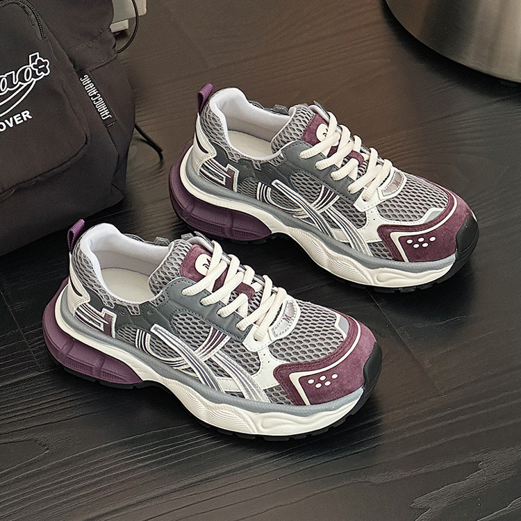 Dámske topánky Dad Shoes z pravej kože – vysoký vrchný diel, 3–5 cm hrubý podpätok, EVA podrážka, šnúrky, priedušné vnútro sieťovinou