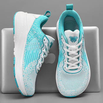 Uniszex széles lábfejű sportcipő, légáteresztő hálós felsőrésszel, kerek orrú, EVA+gumitalppal, csúszásmentes, fűzős, nyár/tavasz/ősz