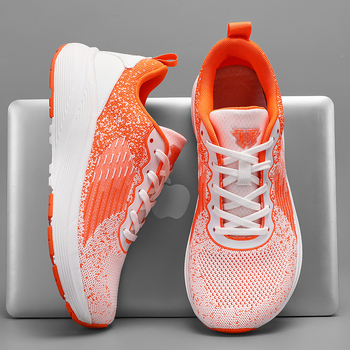 Uniszex széles lábfejű sportcipő, légáteresztő hálós felsőrésszel, kerek orrú, EVA+gumitalppal, csúszásmentes, fűzős, nyár/tavasz/ősz