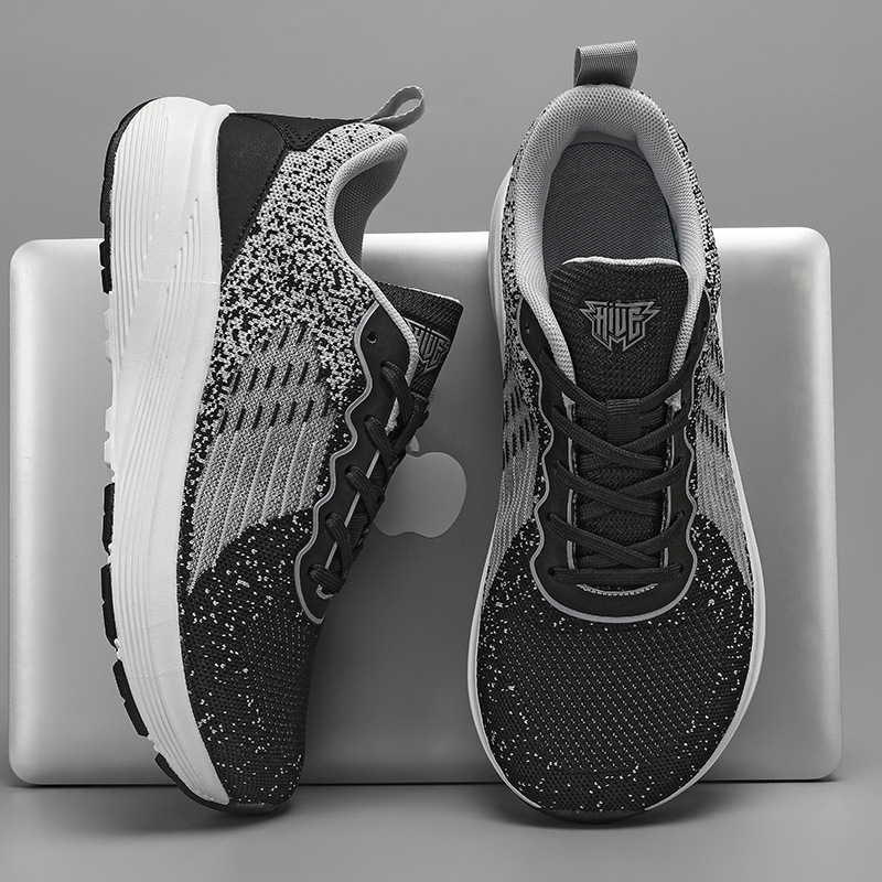 Uniszex széles lábfejű sportcipő, légáteresztő hálós felsőrésszel, kerek orrú, EVA+gumitalppal, csúszásmentes, fűzős, nyár/tavasz/ősz