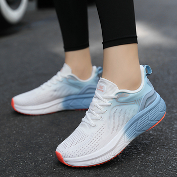 Trkačke tenisice - Unisex izdanje za par, lagane maratonske tenisice s amortizacijom, vezanje sprijeda, zaobljen vrh, niska peta 1-3 cm