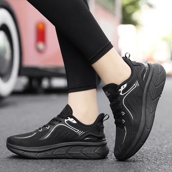 Trkačke tenisice - Unisex izdanje za par, lagane maratonske tenisice s amortizacijom, vezanje sprijeda, zaobljen vrh, niska peta 1-3 cm