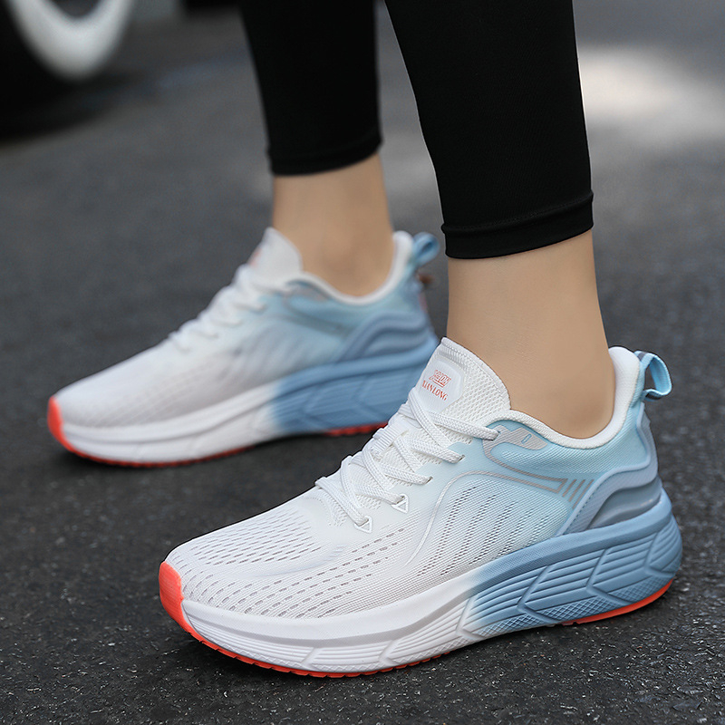 Trkačke tenisice - Unisex izdanje za par, lagane maratonske tenisice s amortizacijom, vezanje sprijeda, zaobljen vrh, niska peta 1-3 cm