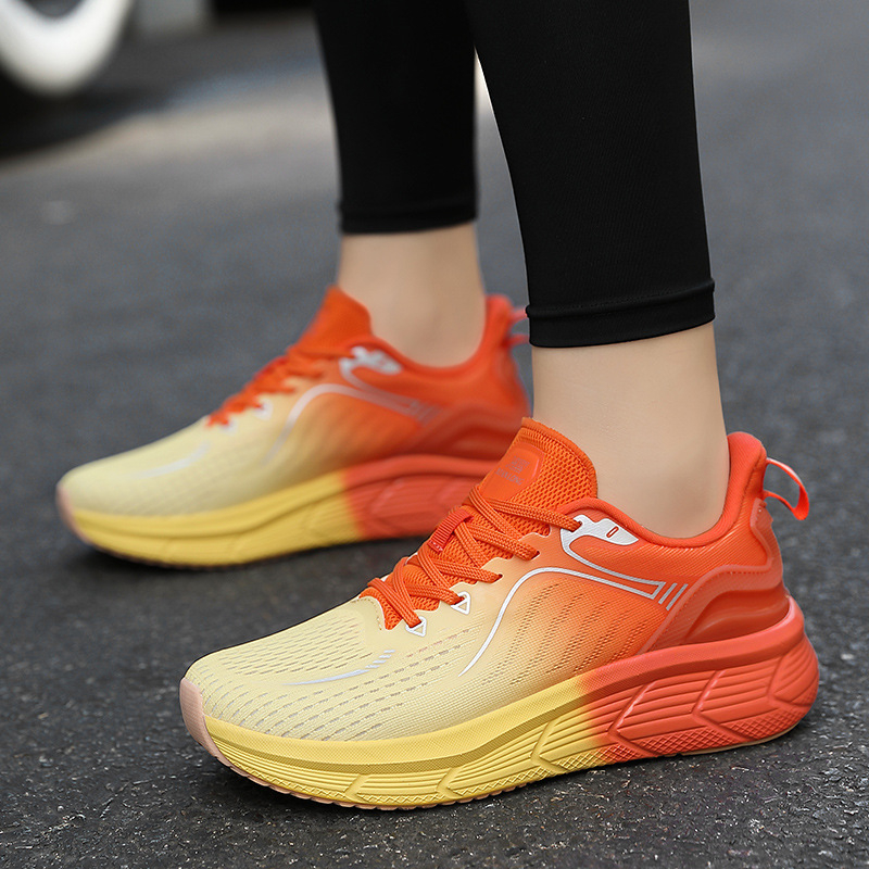 Trkačke tenisice - Unisex izdanje za par, lagane maratonske tenisice s amortizacijom, vezanje sprijeda, zaobljen vrh, niska peta 1-3 cm