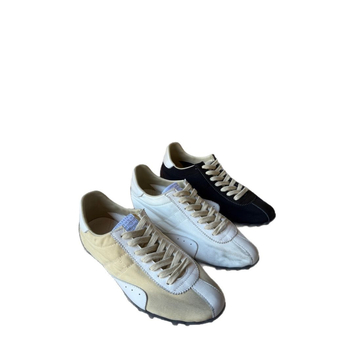 Pantofi sport pentru femei din piele, color-block, talpă din cauciuc, închidere cu șiret frontal