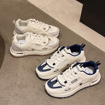 Női sportos-casual tornacipők PU és hálós felsőrésszel, Goodyear gumitalp, EVA talpbetét, fűzőzés, alacsony bokaszár, kerek orr