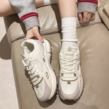 Női sportos-casual tornacipők PU és hálós felsőrésszel, Goodyear gumitalp, EVA talpbetét, fűzőzés, alacsony bokaszár, kerek orr