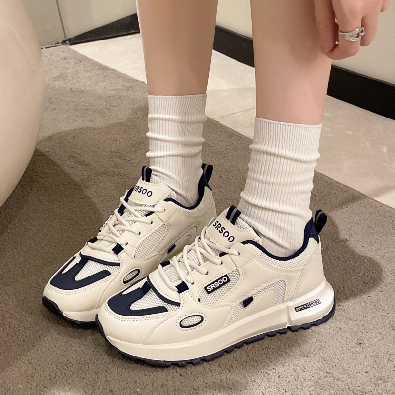 Női sportos-casual tornacipők PU és hálós felsőrésszel, Goodyear gumitalp, EVA talpbetét, fűzőzés, alacsony bokaszár, kerek orr