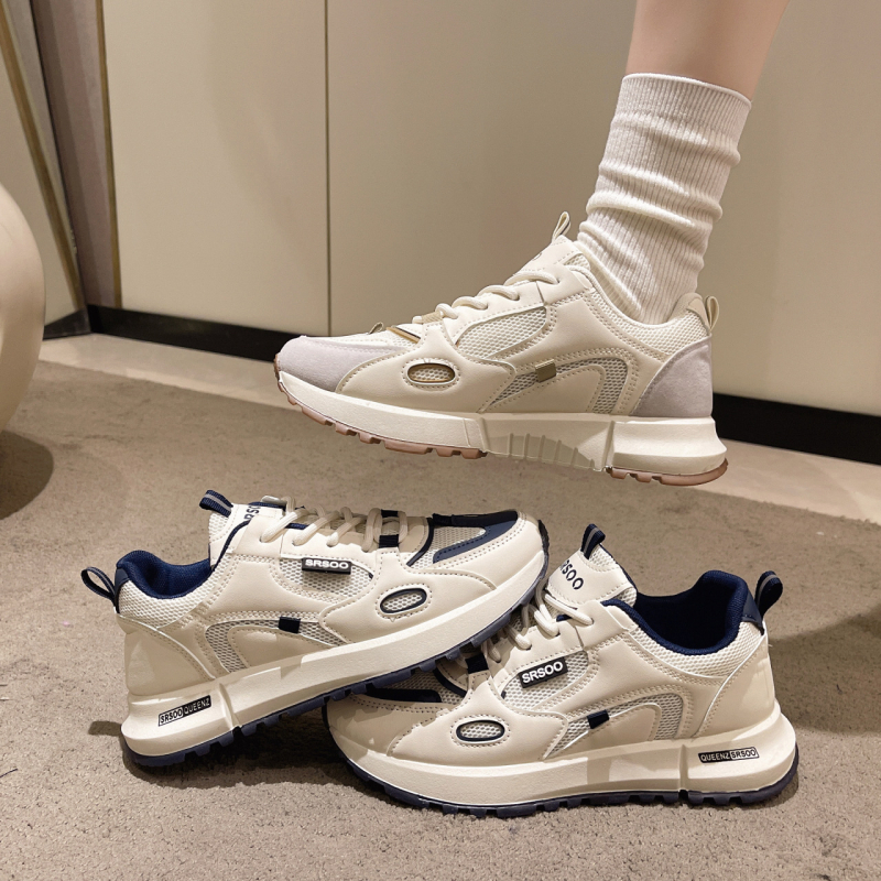 Női sportos-casual tornacipők PU és hálós felsőrésszel, Goodyear gumitalp, EVA talpbetét, fűzőzés, alacsony bokaszár, kerek orr