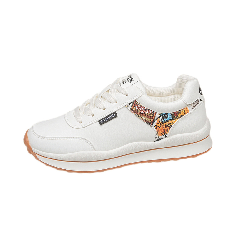 Pantofi sport casual pentru femei, cu vârf rotund, partea superioară PU, talpă injectată, șireturi