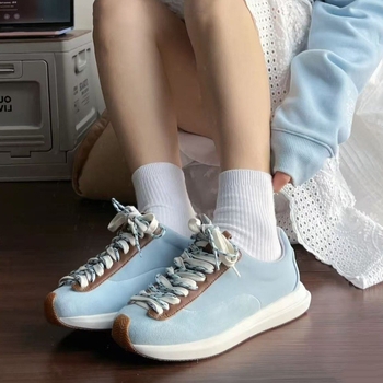 Forrest Gump-stílusú vastag talpú tornacipő nőknek, légáteresztő hálós bélés, gumitalp, elülső fűzőzár, 3–5 cm sarok