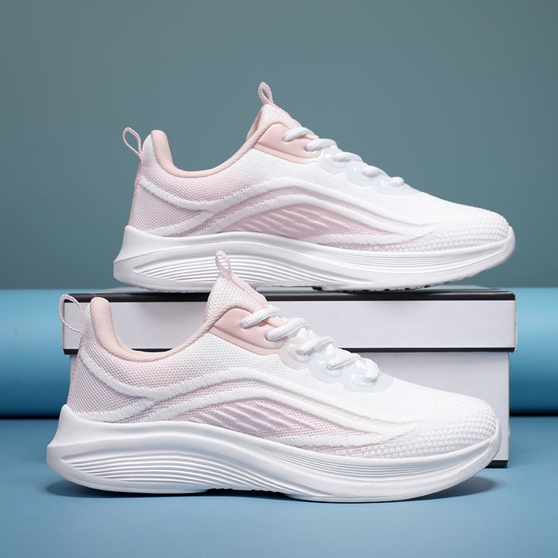 Női ultrakönnyű futócipő gimnaziumi testneveléshez, légáteresztő hálós felsőrész, fűzős záródás, alacsony profilú, gumitalp