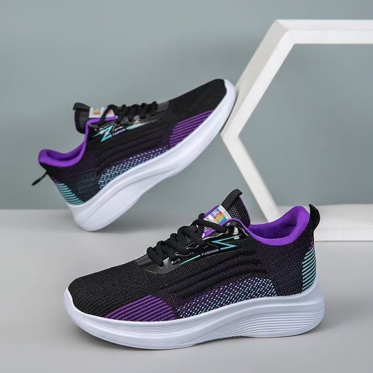 Női légáteresztő hálós felső részű sportcipő, fűzőkkel, alacsony szárú, kerek orrú, injekcióval formázott műanyag talp