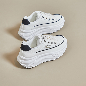 Ženske tenisice s debelim potplatom, casual stil, jesen, gornji dio od sintetičke kože, visina pete 3–5 cm